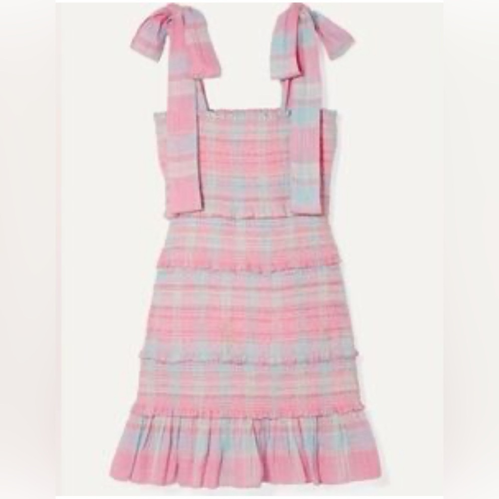 LoveShackFancy Pink and Blue Ruffled Summer Dress